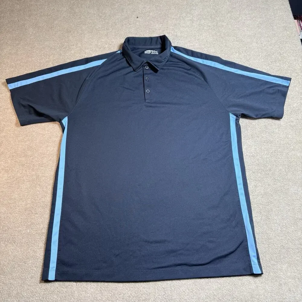 Nike XXL Short Sleeve Golf Polo Shirt Mens Navy Stripe‎ NikeFitDry Performance